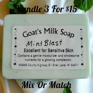 1 Home-made Amish Goat's Milk Soap Bar "Mint Blast" Essential Oil Coconut Tallow